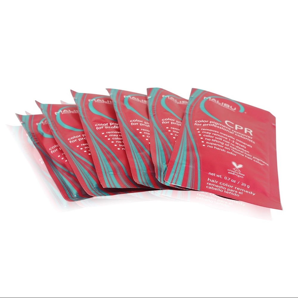 6 Malibu CPR Old Color Rust Stain Build Up Remover Packets and 6 Processing Caps